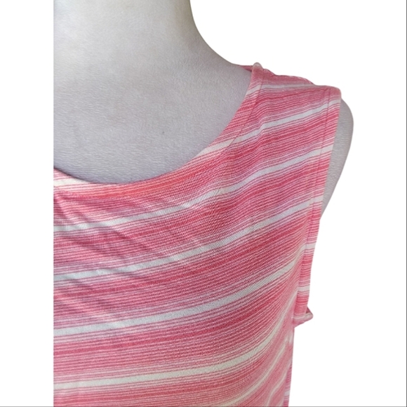 Talbots Pink White Stripe Side Tie Detail French Terry Midi Sleeveless Dress - Picture 4 of 8